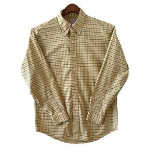 Brooks Brothers 346 Yellow Windowpane Shirt M Supima Cotton Button Down